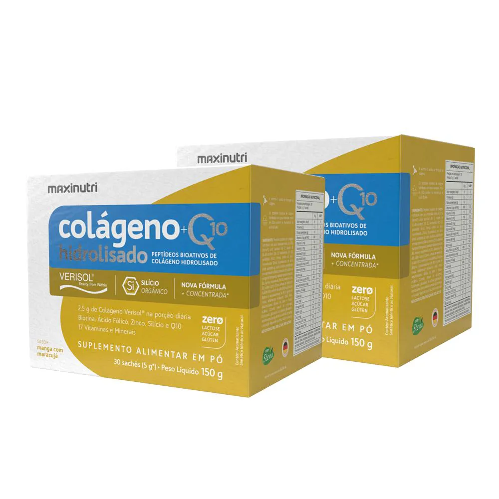 KIT 2 COLáGENO VERISOL SACHêS MANGA/MARACUJá + Q10 MAXINUTRI