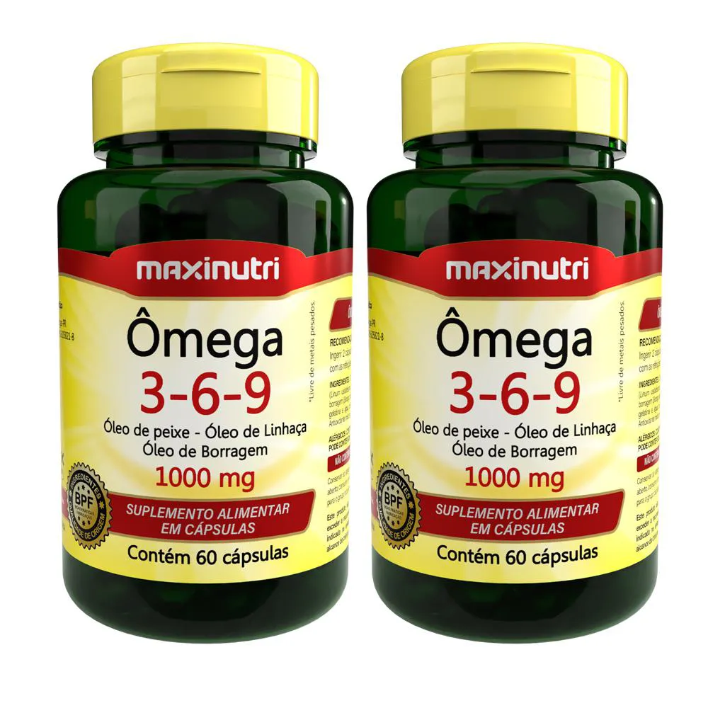 KIT 02 ÔMEGA TRIPLO 3-6-9 1000MG 60 CáPSULAS MAXINUTRI
