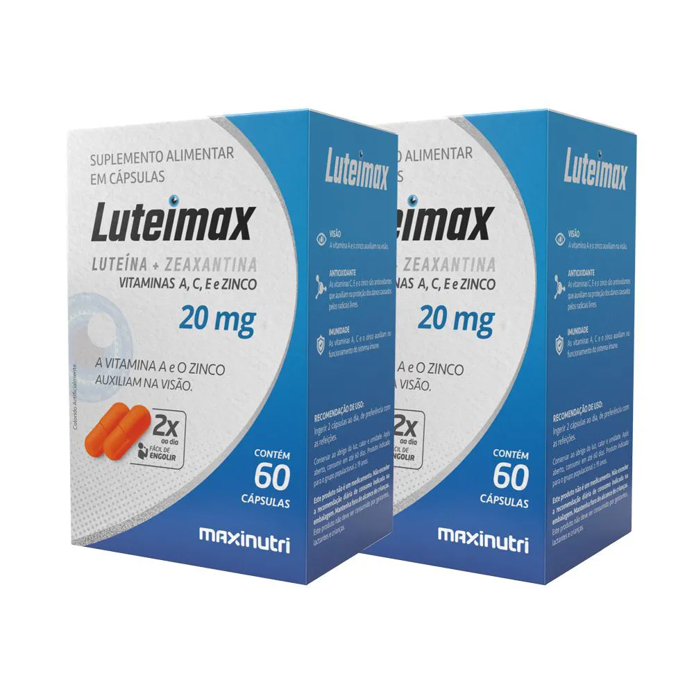 KIT 2 LUTEIMAX LUTEINA E ZEAXANTINA 20MG 60 CAPS MAXINUTRI