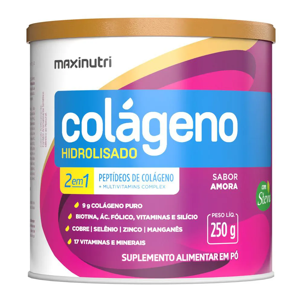 COLAGENO HIDROLISADO SABOR AMORA LATA 250G MAXINUTRI