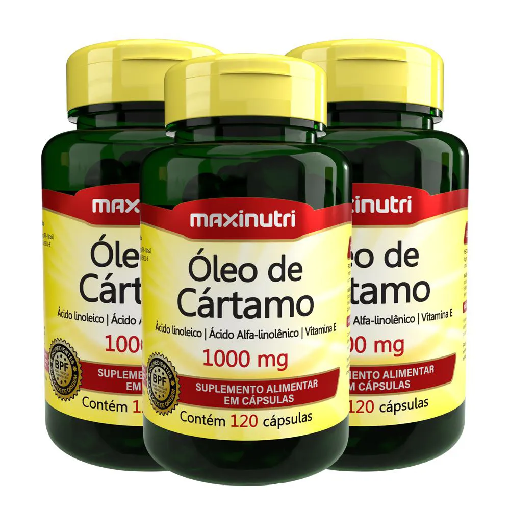 KIT 3 ÓLEO DE CáRTAMO 1000MG 120 CAPSULAS MAXINUTRI