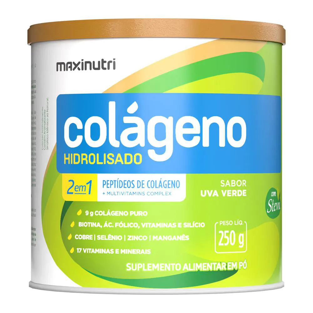 COLAGENO HIDROLISADO SABOR UVA VERDE LATA 250G MAXINUTRI