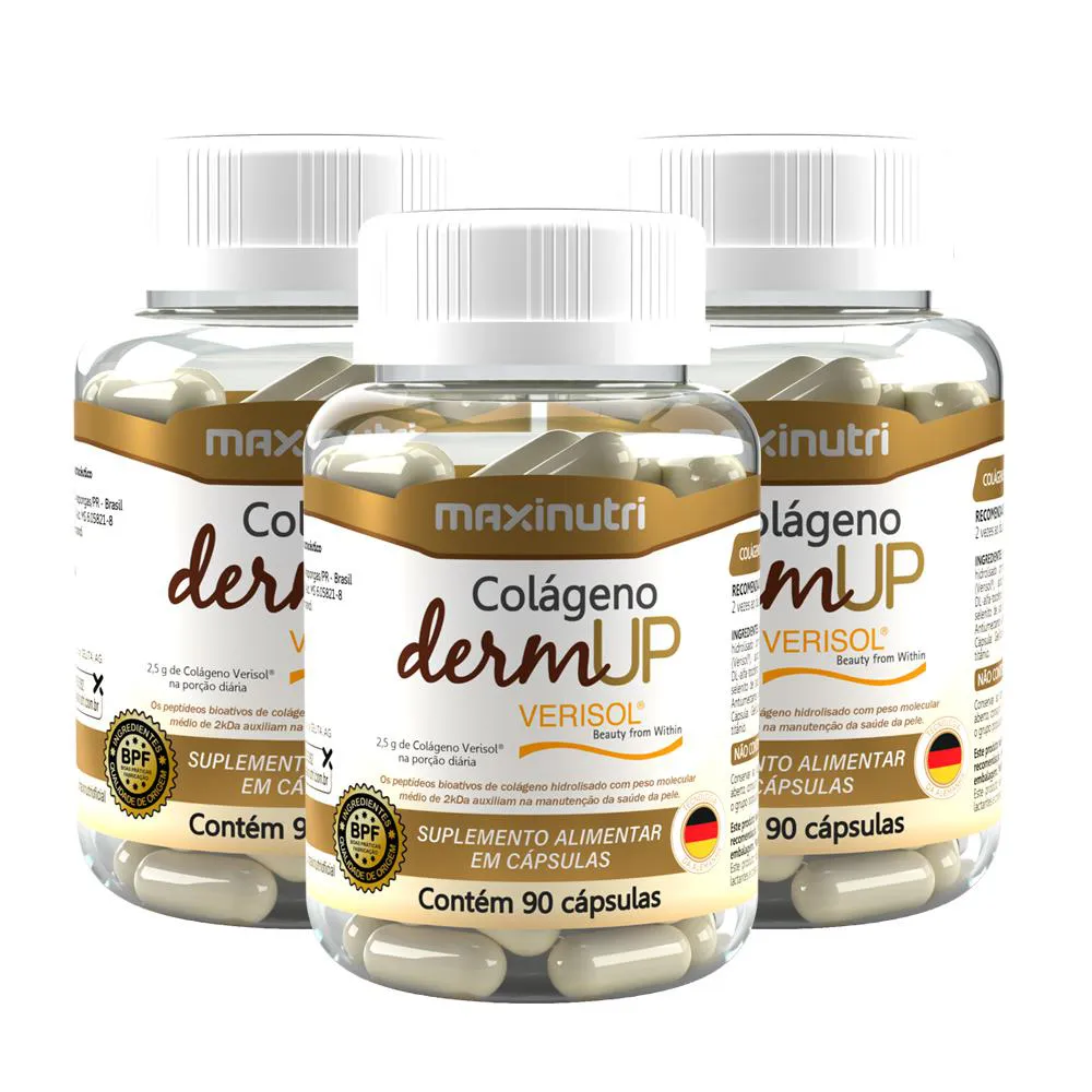 KIT 3 COLáGENO DERMUP VERISOL + VITAMINAS 90 CáPSULAS MAXINUTRI