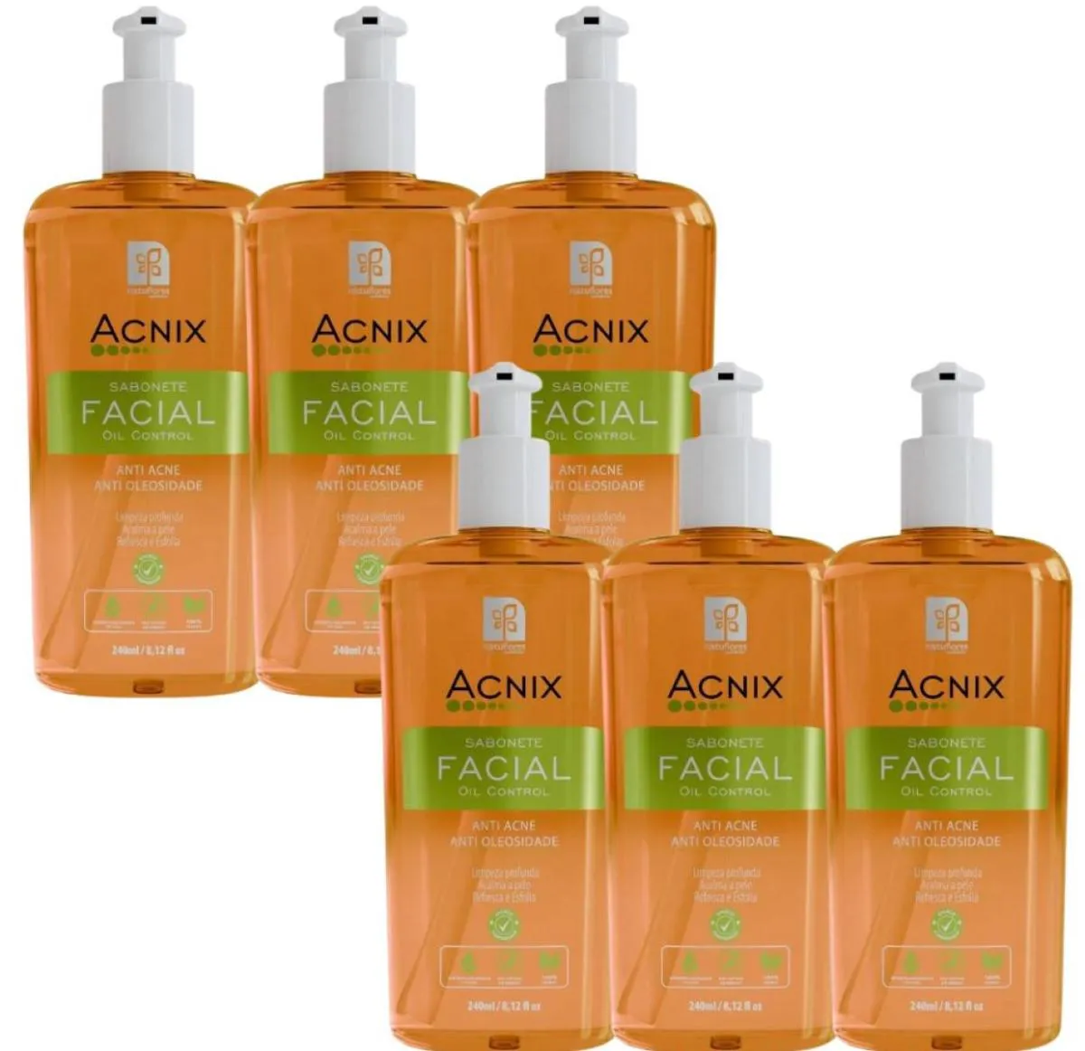 SABONETE FACIAL ANTI ACNE ACNIX 240ML NATUFLORES 6UN