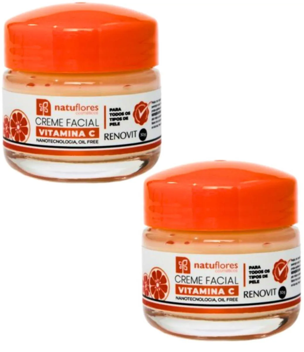 CREME FACIAL VITAMINA C RENOVIT NANOTECNOLOGIA 30GR NATUFLORES 2UN