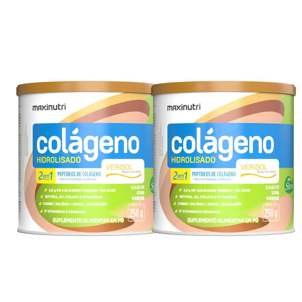 KIT 2 COLáGENO HIDROLISADO VERISOL UVA VERDE 250G MAXINUTRI