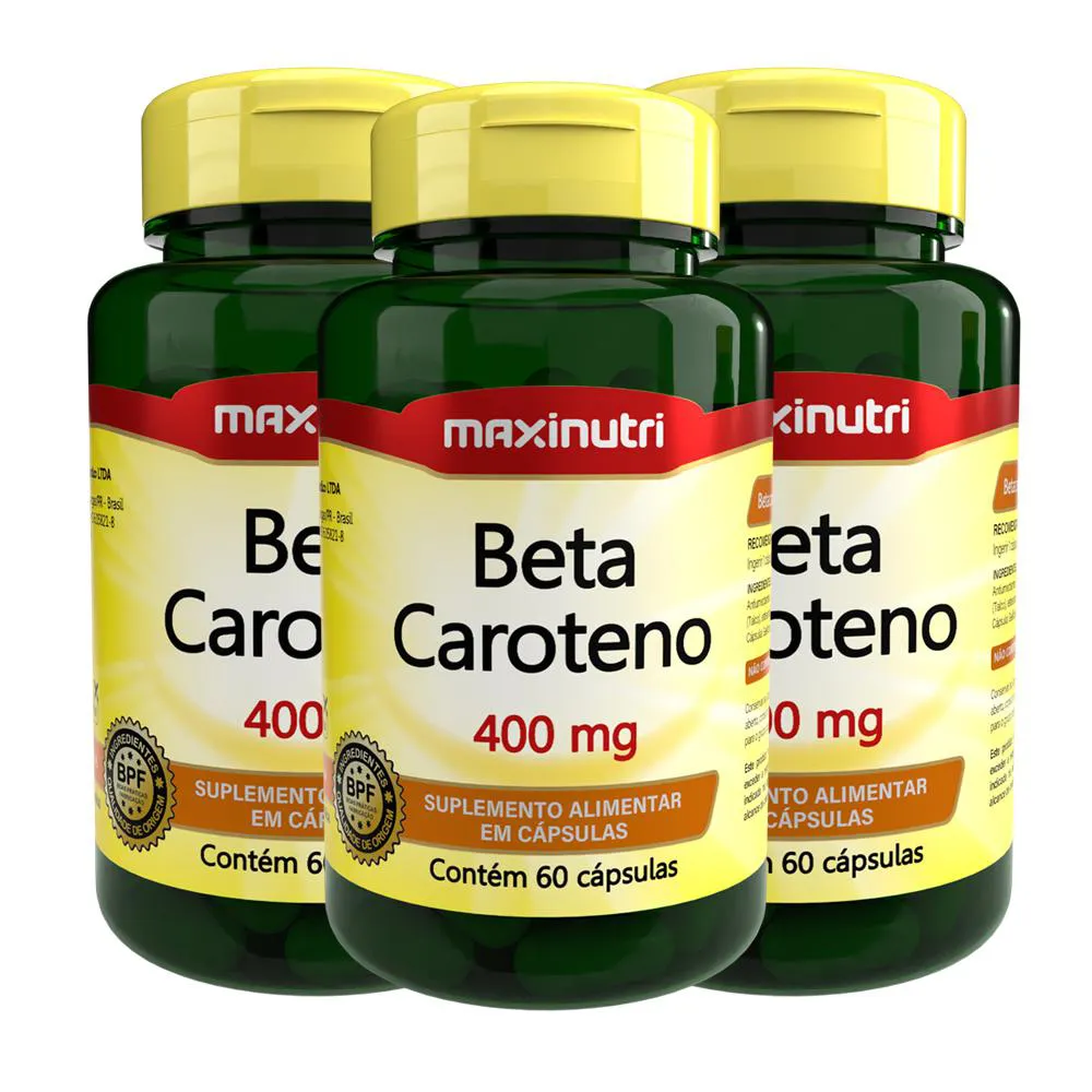 KIT 03 BETA CAROTENO 400MG 60 CáPSULAS MAXINUTRI