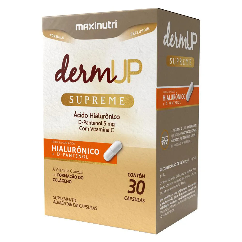 DERMUP SUPREME ÁCIDO HIALURôNICO D-PANTENOL 30 CáPS MAXINUTRI