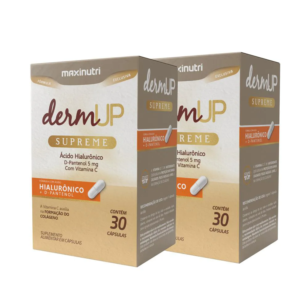 KIT 2 DERMUP SUPREME ACIDO HIALURôNICO D-PANTENOL 30 CAPS MAXINUTRI