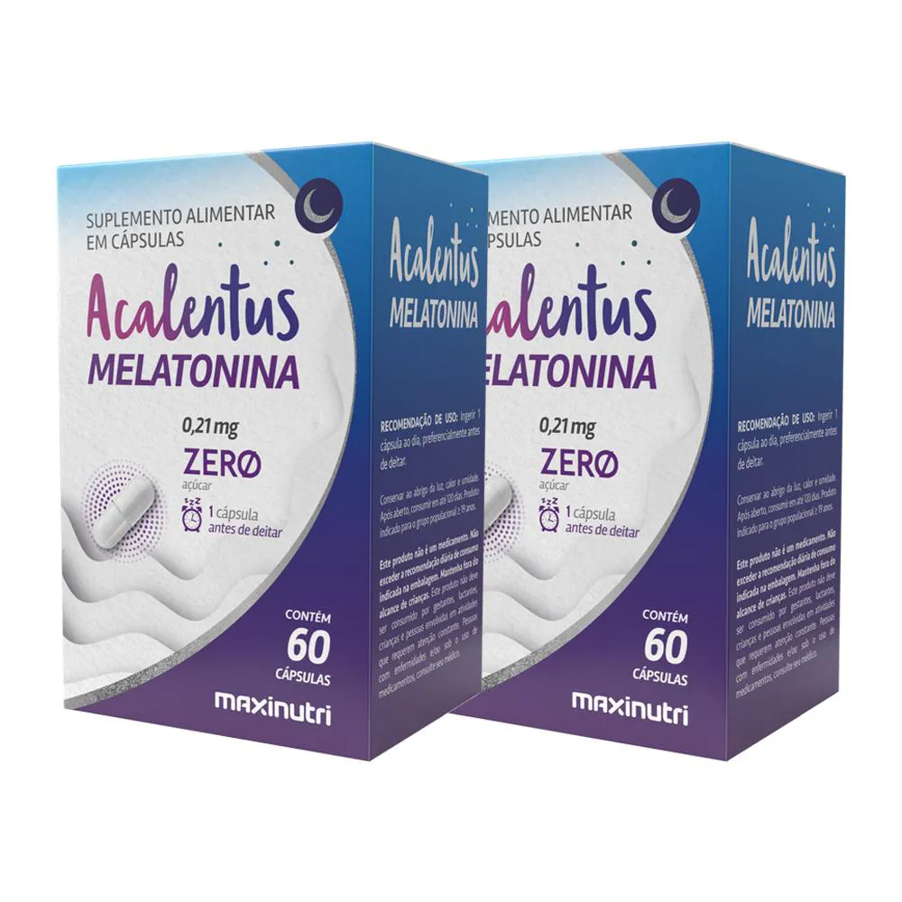 KIT 2 MELATONINA ZERO AçúCAR 210MCG 60 CáPULAS MAXINUTRI