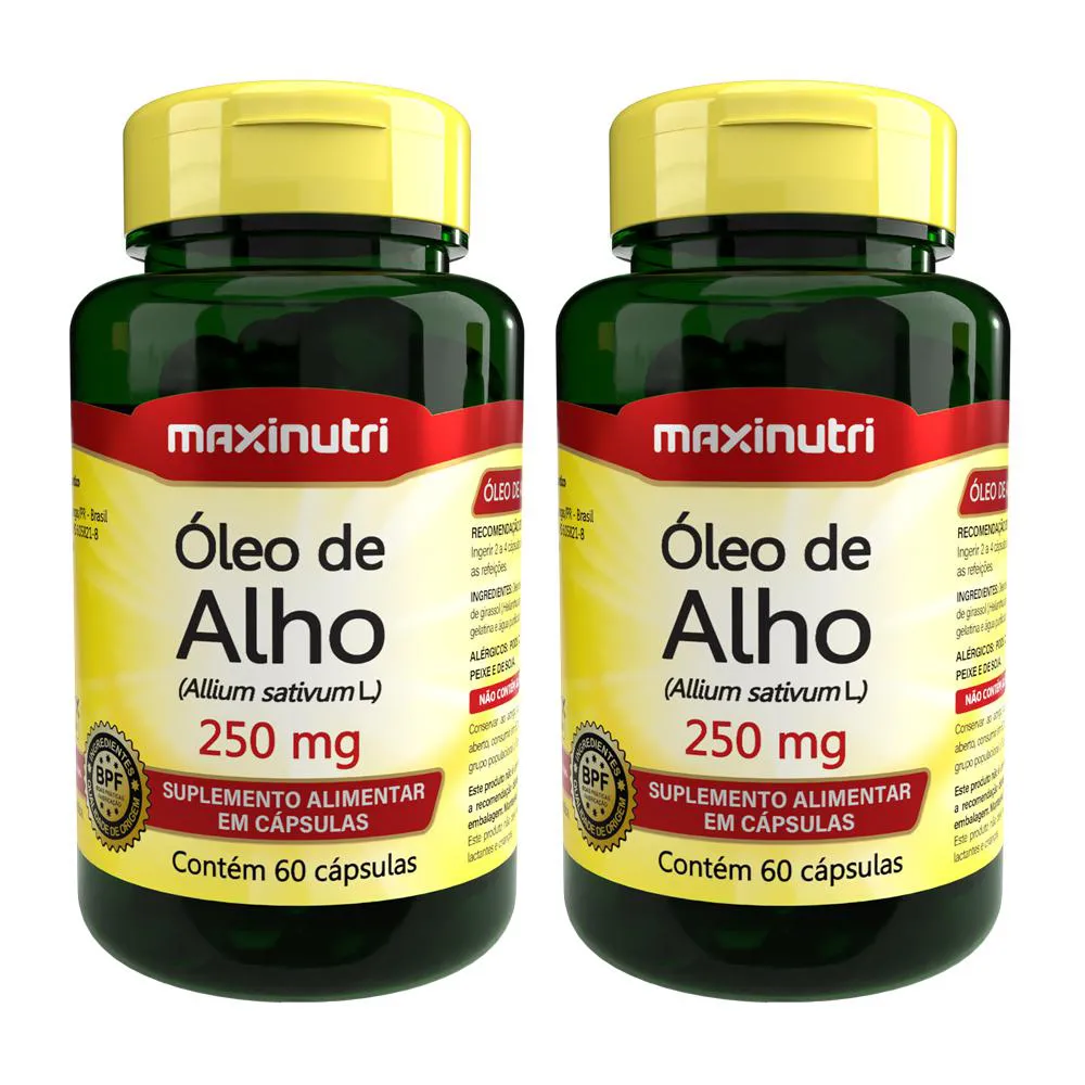 KIT 2 SUPLEMENTO ÓLEO DE ALHO 250MG 60 CAPSULAS MAXINUTRI