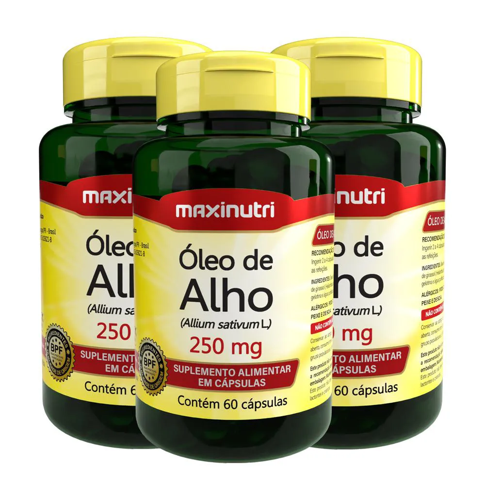 KIT 3 SUPLEMENTO ÓLEO DE ALHO 250MG 60 CAPSULAS MAXINUTRI