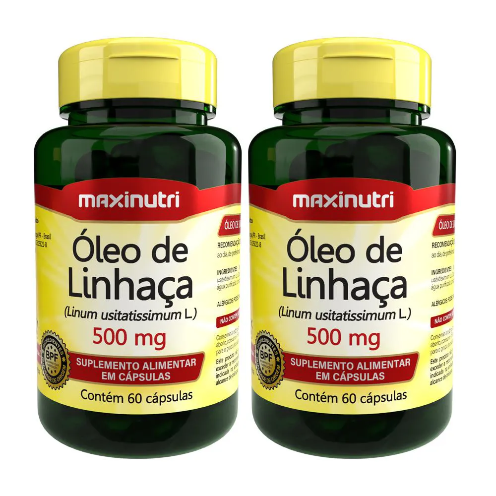 KIT 02 ÓLEO DE LINHAçA 60 CAPSULAS 500MG MAXINUTRI