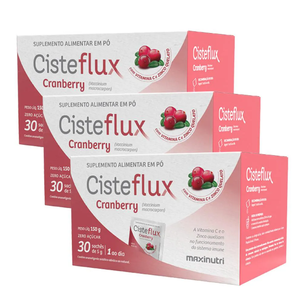 KIT 3 CISTEFLUX CRANBERRY AUXILIA SISTEMA IMUNE 30 SACHES 5G