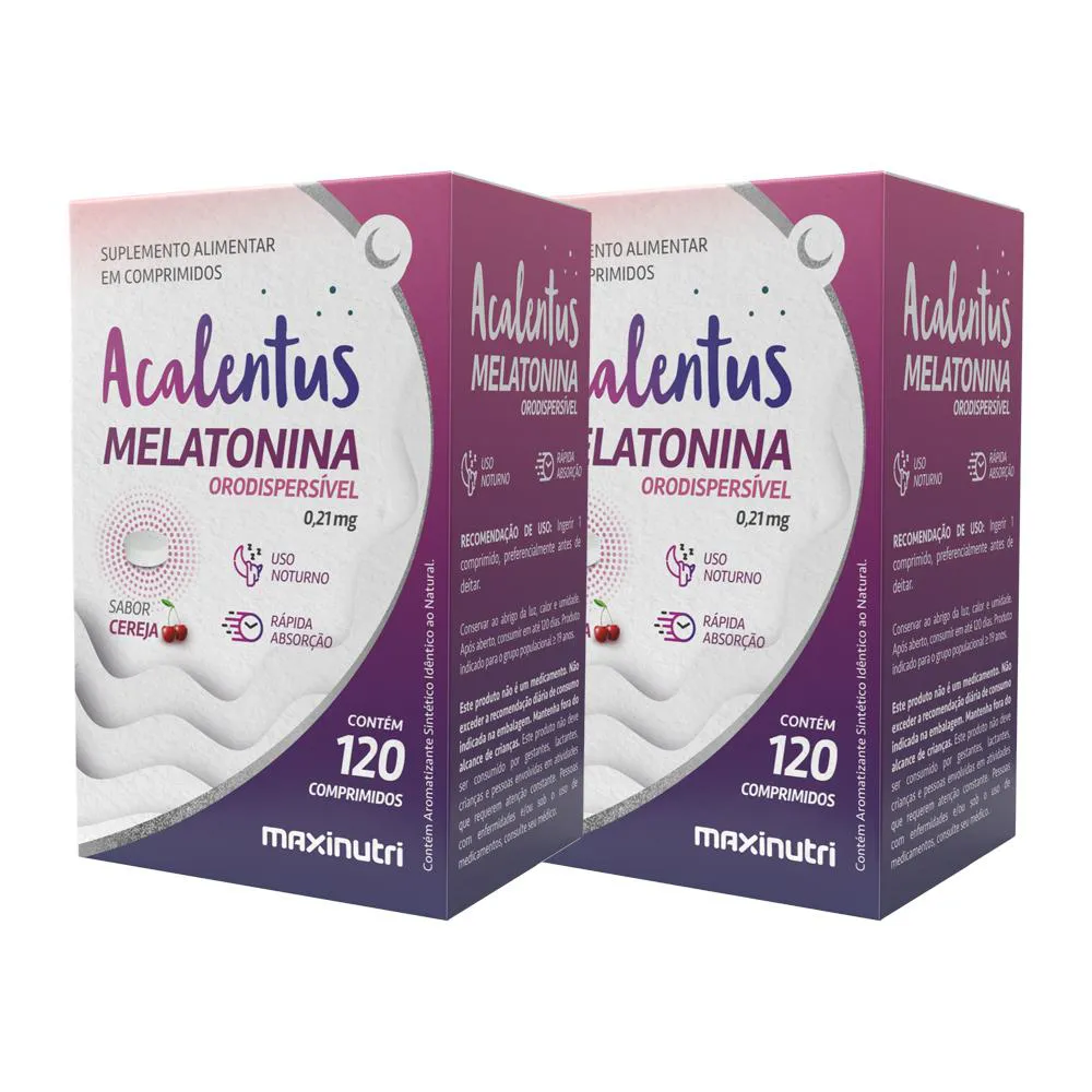 KIT 2 ACALENTUS MELATONINA ORODISPERSíVEL 120 CáPS MAXINUTRI