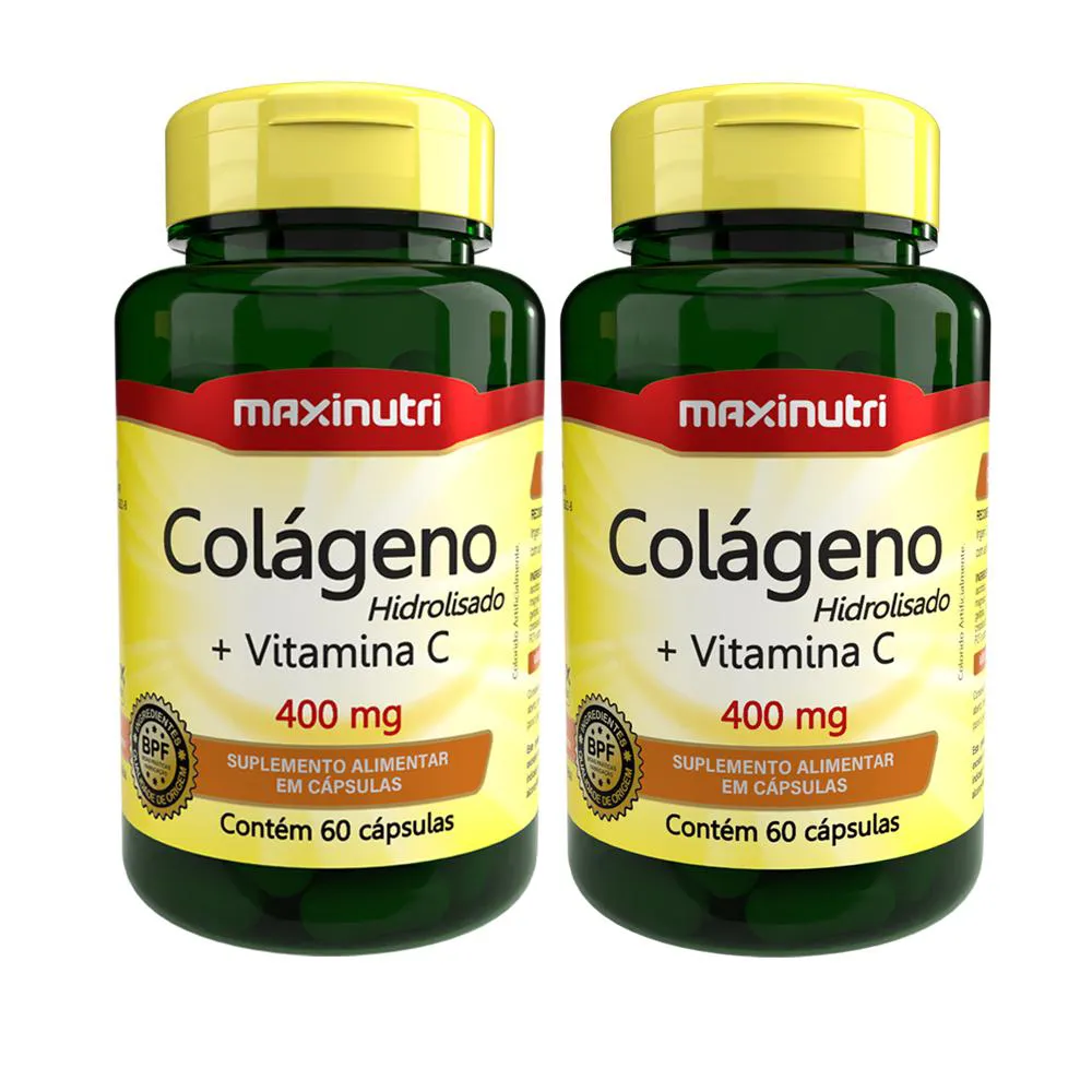 KIT 2 COLáGENO HIDROLISADO + VITAMINA C 60 CáPS MAXINUTRI