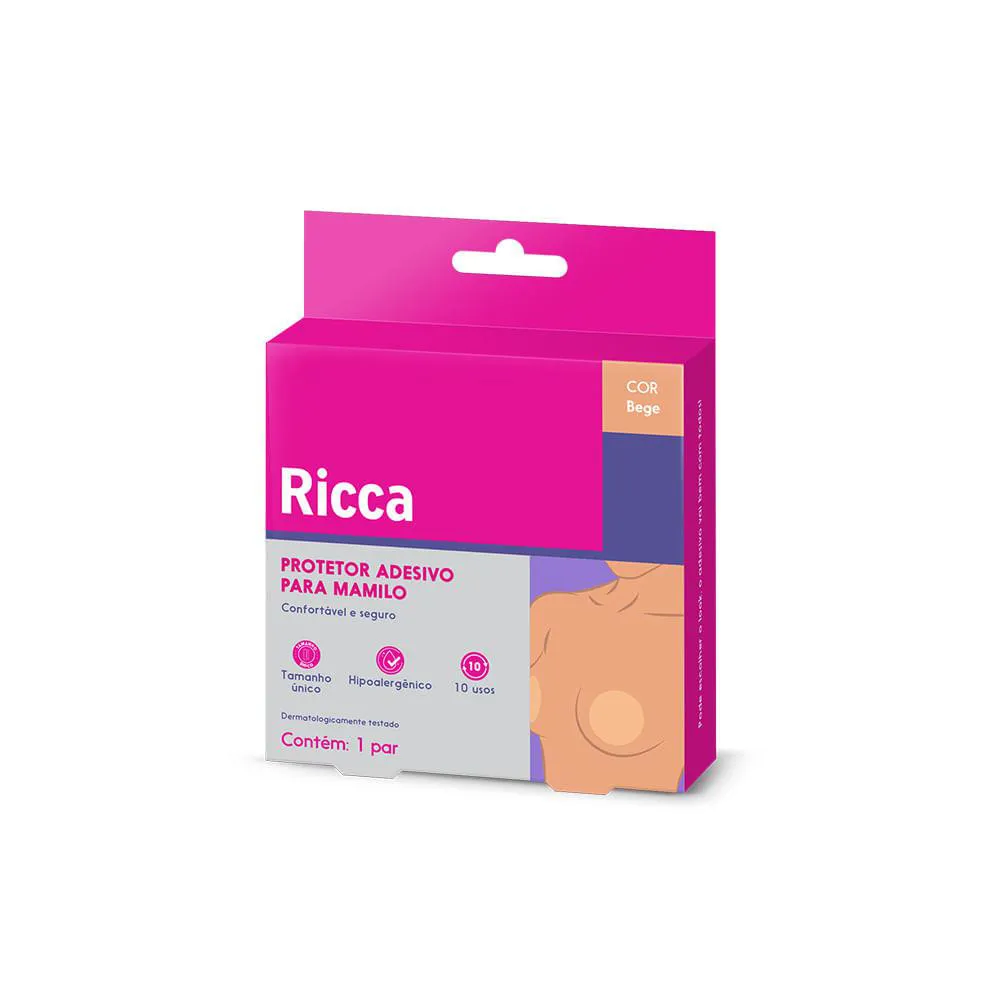 ADESIVO PARA PROTEçãO DE MAMILOS REUTILIZáVEL BEGE RICCA