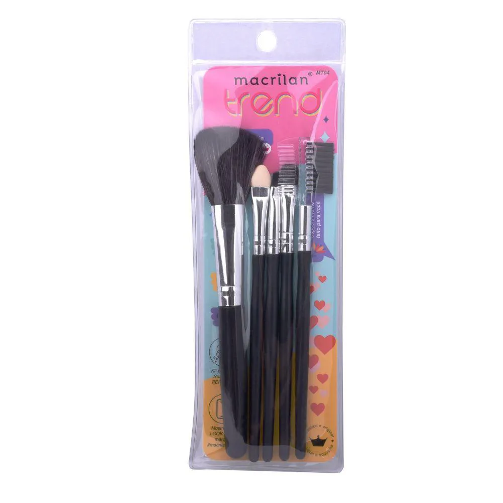 KIT COM 5 PINCéIS PARA MAQUIAGEM MACRILAN TREND - MT04