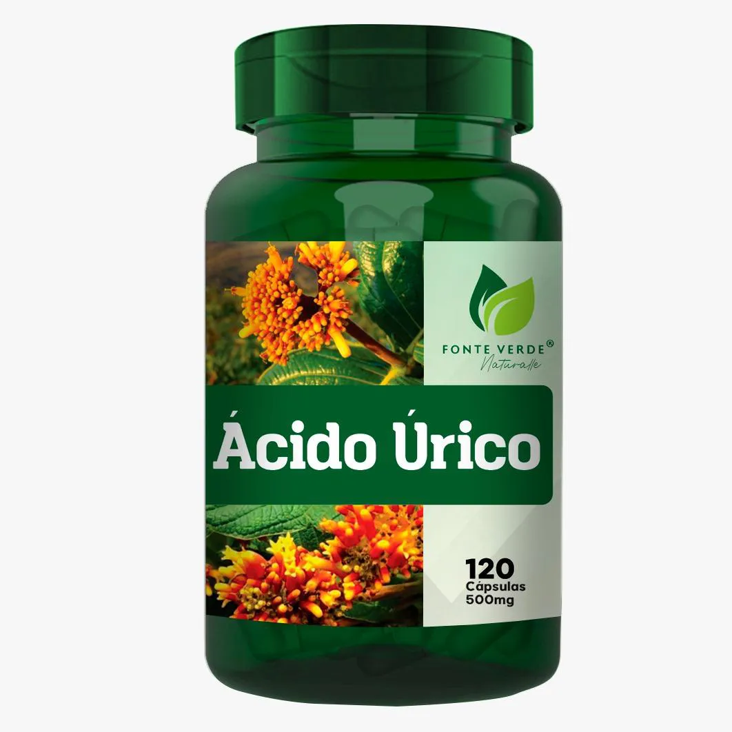 SUPLEMENTO ÁCIDO ÚRICO ENCAPSULADO EM Pó 500MG 120 CAPSULAS FONTE VERDE