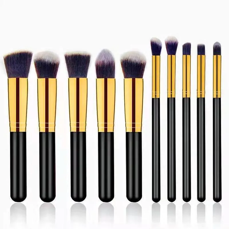 KIT PINCEL PARA MAQUIAGEM PARA ESFUMAR CONTORNO KABUKI - 10 PEçAS