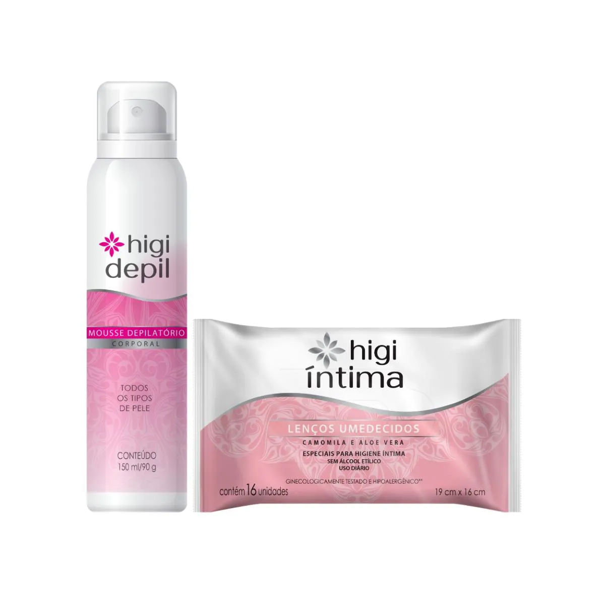 KIT MOUSSE DEPILAçãO CORPORAL E LENçO UMEDECIDO HIGI ÍNTIMA