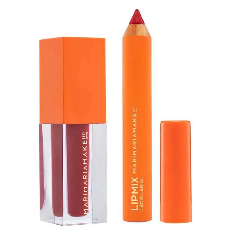 KIT LIP MIX LABIAL BLAZING - BATOM LíQUIDO + LáPIS LABIAL MARI MARIA MAKEUP