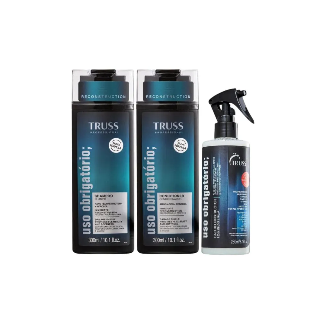 KIT TRUSS USO OBRIGATORIO NOVA LINHA SHAMPOO 300ML + CONDICIONADOR 300ML +FINALIZADOR  260ML