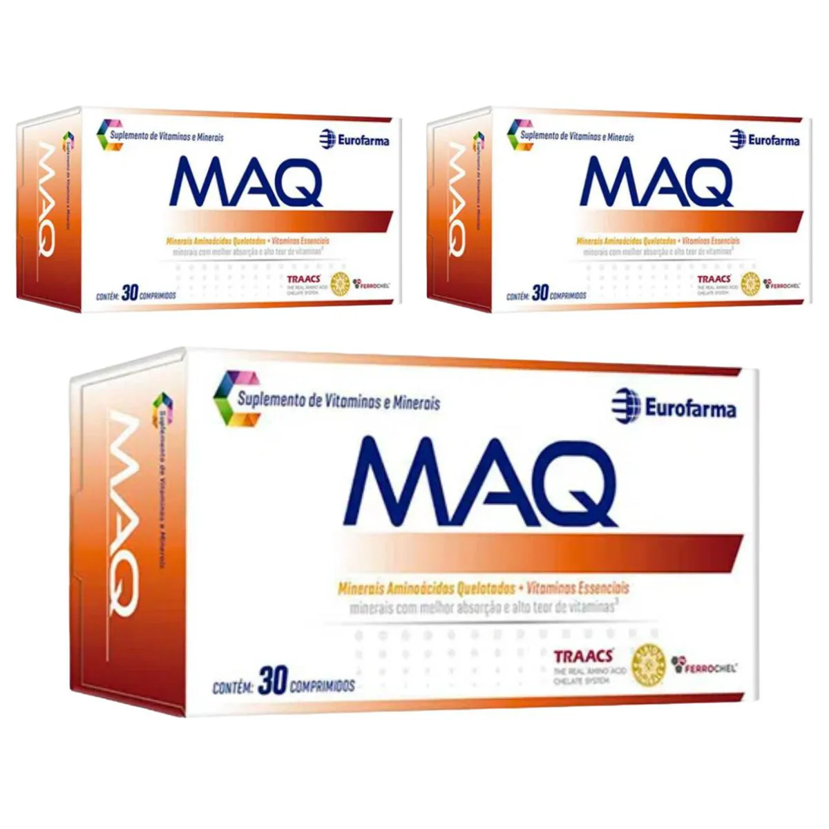 KIT 3 SUPLEMENTO VITAMINA E MINERAIS MAQ 30 CPR - EUROFARMA