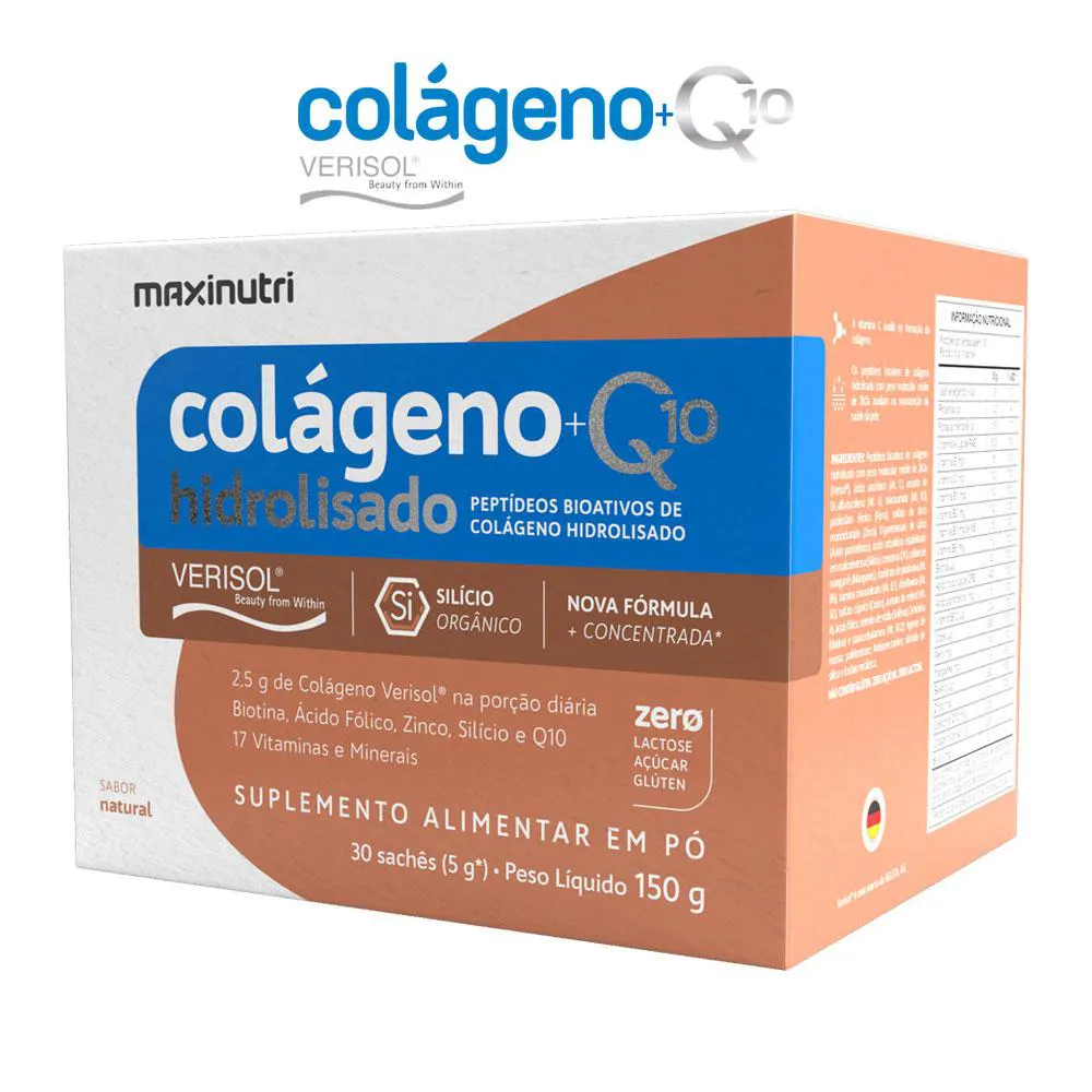 COLáGENO VERISOL SACHêS SABOR NATURAL COM Q10 E SILICIO ORGâNICO MAXINUTRI