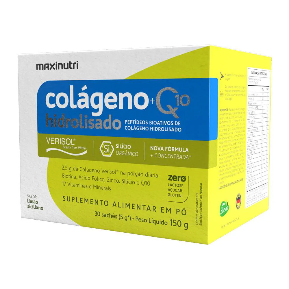 COLáGENO VERISOL 30 SACHêS LIMãO SICILIANO COM Q10 E SILICIO ORGâNICO MAXINUTRI