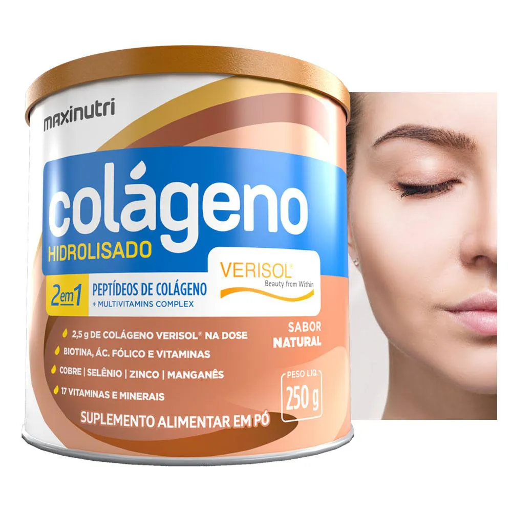COLáGENO HIDROLISADO VERISOL TIPO 1 MAXINUTRI 250G SABOR NATURAL/SEM SABOR