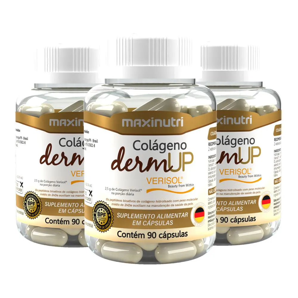 KIT 3 COLáGENO DERMUP VERISOL + VITAMINAS A-C-E E SELêNIO 90 CáPS MAXINUTRI