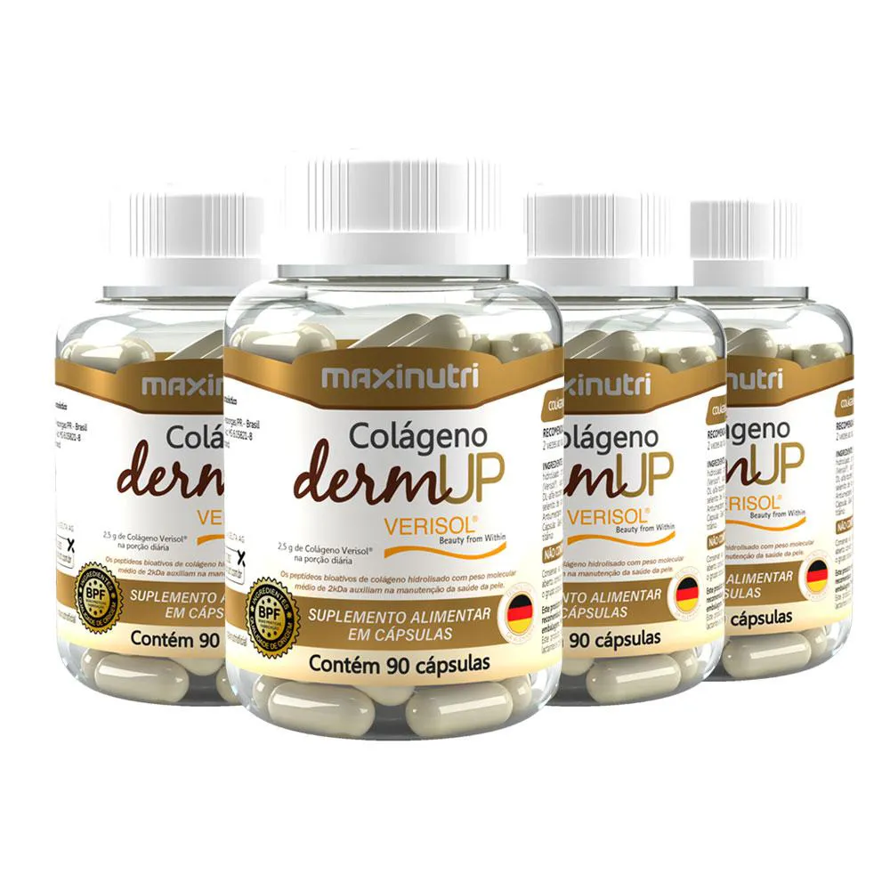 KIT 4 COLáGENO DERMUP VERISOL + VITAMINAS A-C-E E SELêNIO 90 CáPS MAXINUTRI