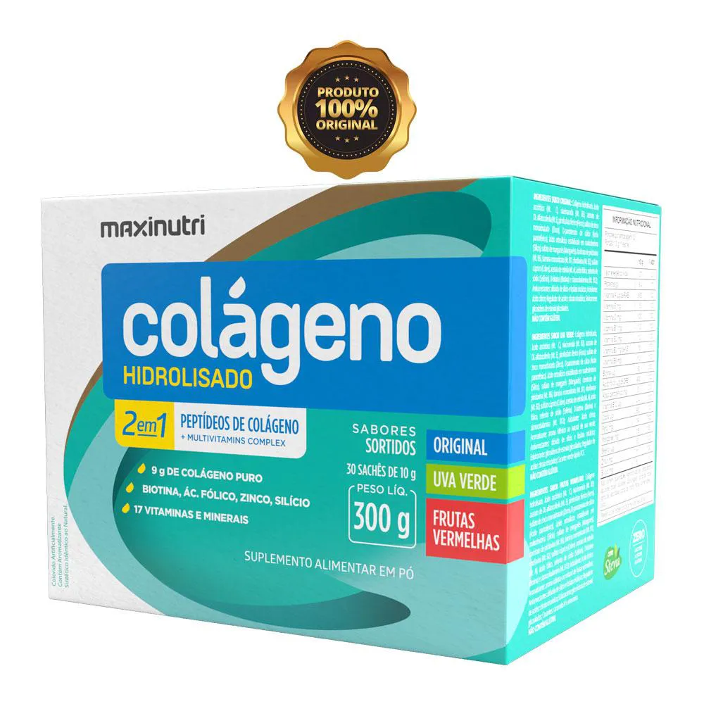 COLáGENO HIDROLISADO MAXINUTRI 30 SACHES SABORES SORTIDOS