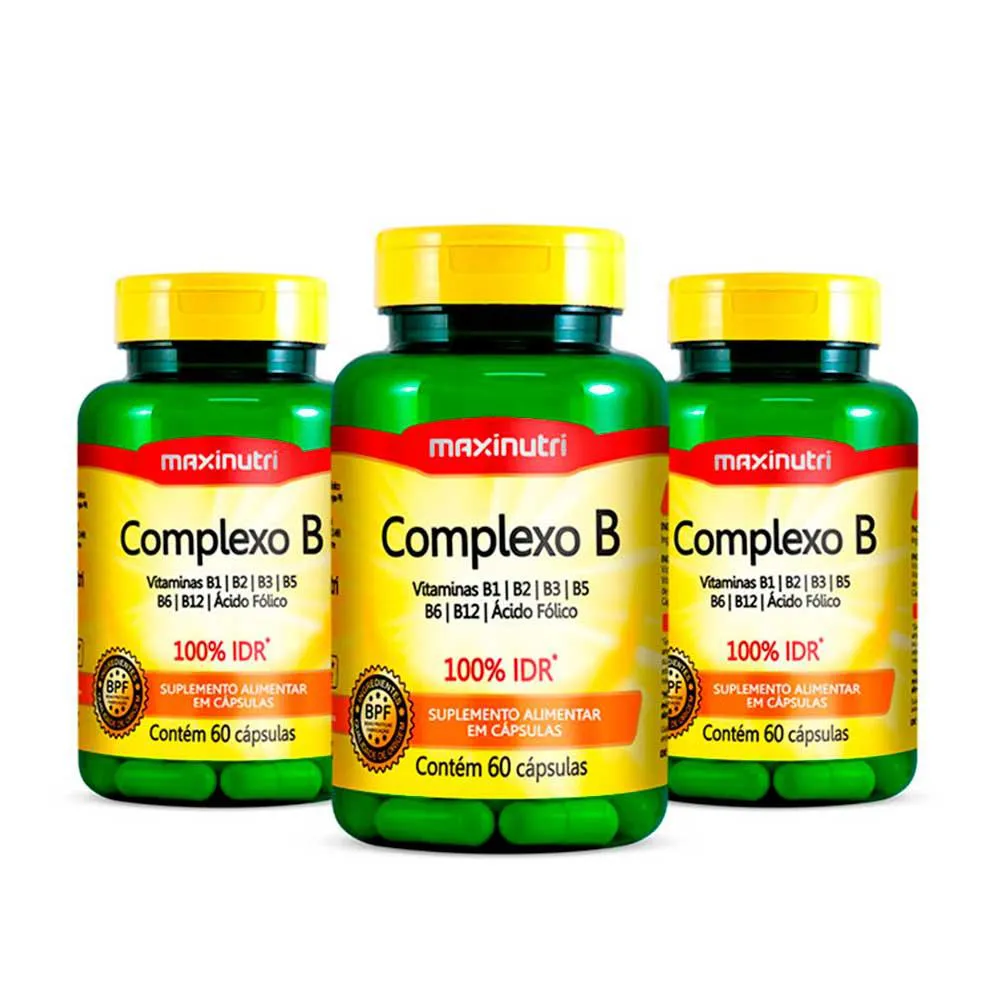 KIT 3 SUPLEMENTO POLIVITAMíNICO COMPLEXO B 60 CáPS MAXINUTRI
