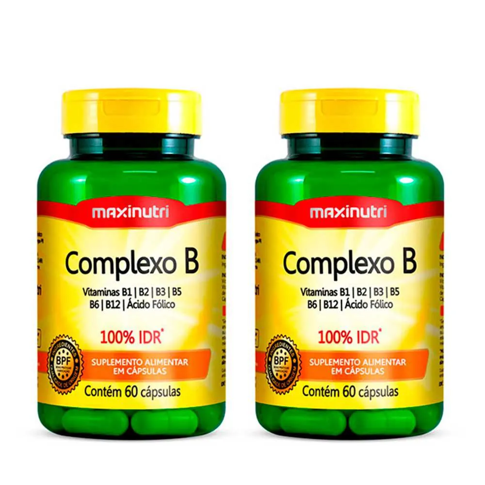 KIT 2 COMPLEXO B POLIVITAMíNICO 100% IDR 60 CáPSULAS MAXINUTRI