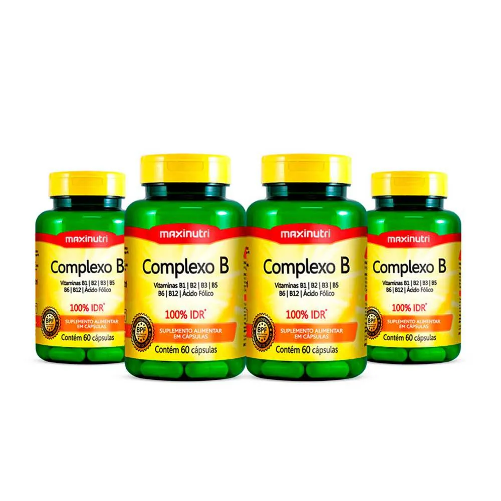 KIT 4 COMPLEXO B POLIVITAMíNICO 100% IDR 60 CáPSULAS MAXINUTRI