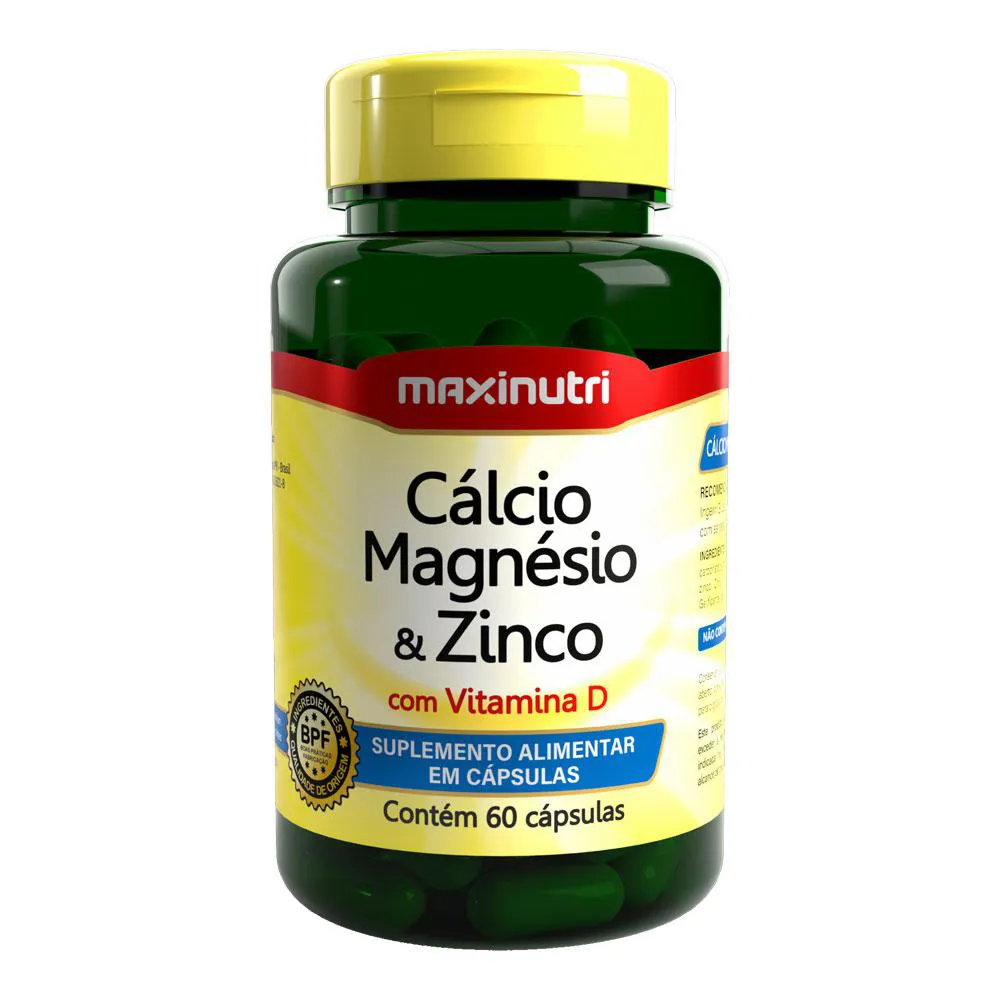 CALCIO MAGNéSIO E ZINCO COM VITAMINA D 60 CáPSULAS MAXINUTRI