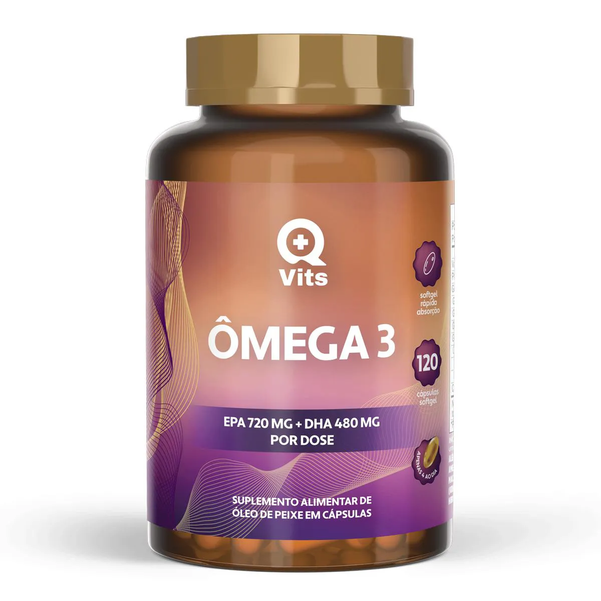 ÔMEGA 3 1000MG CONCENTRADO EPA 720MG DHA 480MG QMAISVITS 120 CáPSULAS SOFTGEL