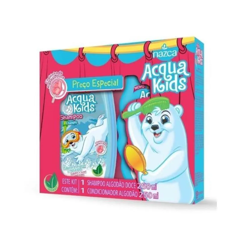 SHAMPOO + CONDICIONADOR ACQUA KIDS 250ML ALGODãO DOCE