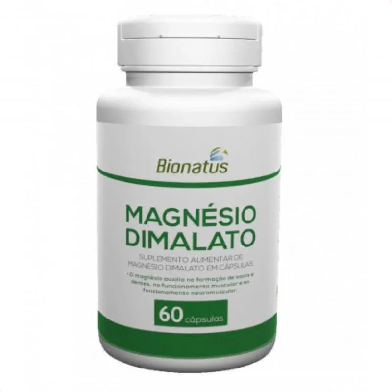 MAGNESIO DIMALATO 180MG BIONATUS CX COM 60 CáPSULAS SEM SABOR