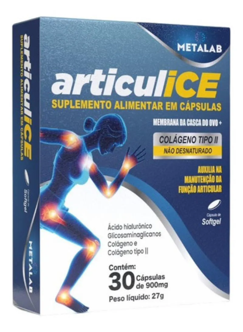 ARTICULICE - COLáGENO TIPO II E ÁCIDO HIALURôNICO - METALAB - 30 CáPSULAS