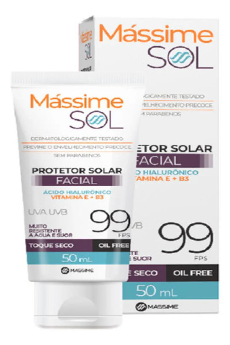 PROTETOR SOLAR FACIAL FPS 99 -  OIL FREE - COM ÁCIDO HIALURôNICO E VITAMINA E + B3 - 50ML
