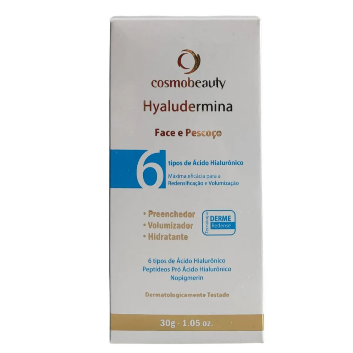 HYALUDERMINA CREME FACIAL COM ÁCIDO HIALURôNICO VOLUMIZADOR, COSMOBEAUTY, 30G