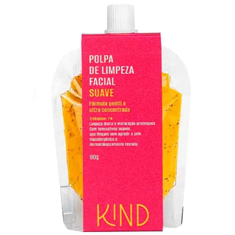 POLPA DE LIMPEZA FACIAL SUAVE ESFOLIANTE, KIND BEAUTY, NATURAL ÓLEO ESSENCIAL 80G