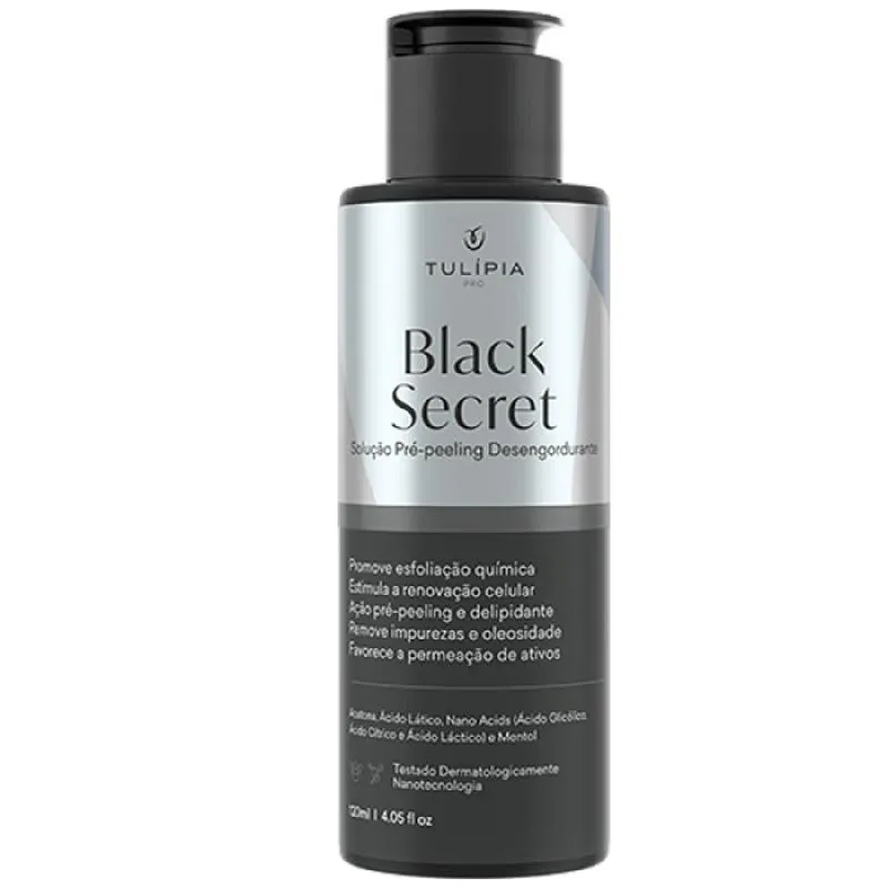 SOLUçãO PRE PREELING DESENGODURANTE BLACK SECRET, TULIPIA, 120ML