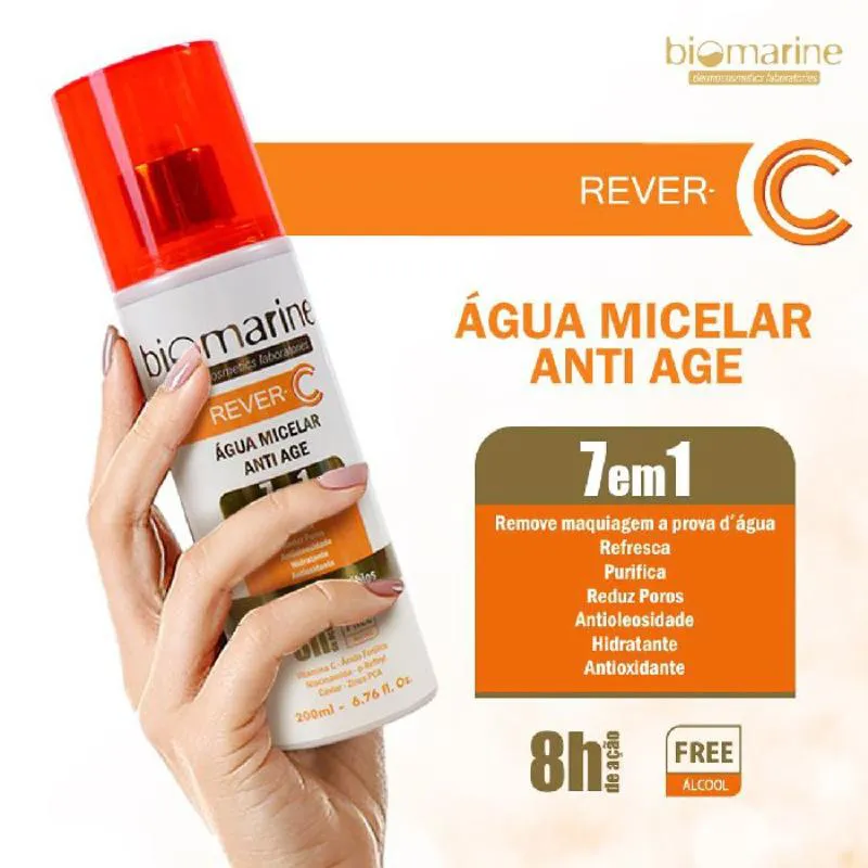ÁGUA MICELAR ANTIAGE REVER C, BIOMARINE, 200ML