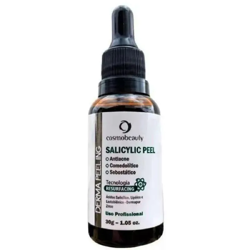 SERUM DERMA PEELING SALICYLIC ANTI ACNE, COSMOBEAUTY, ATUA NA INFLAMAçãO E REDUZ ACNE 30G