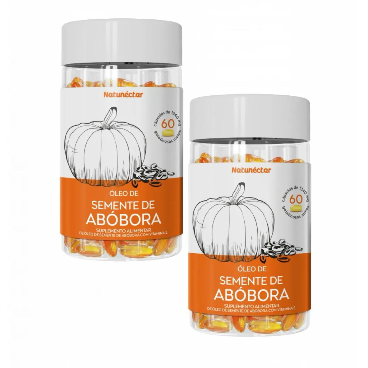 2X ÓLEO SEMENTE DE ABóBORA 1000MG- VITAMINA E- 60 CáPSULAS SEM Sabor