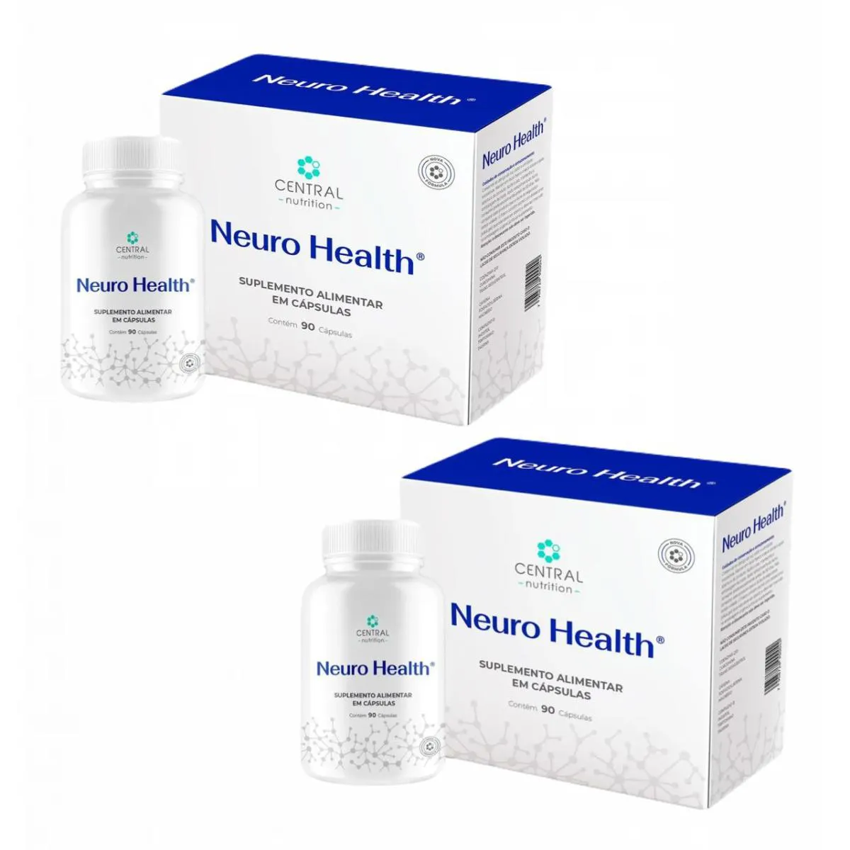 2X NEURO HEALTH - 90 CáPSULAS - CENTRAL NUTRITION SEM Sabor